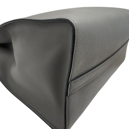 Prada Monochrome Tote Logo Saffiano Leather White Tag Gray Classic Sophisticatio — view 5