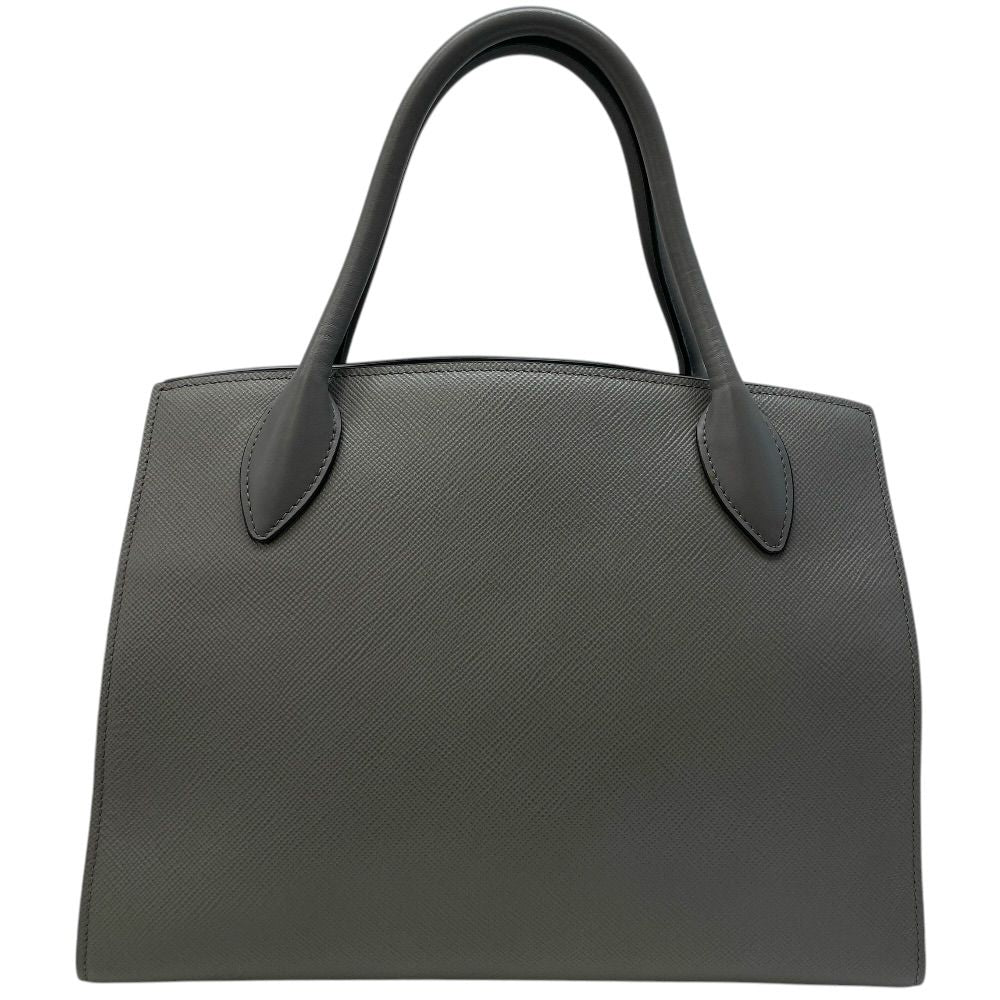 Prada Monochrome Tote Logo Saffiano Leather White Tag Gray Classic Sophisticatio — view 2