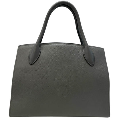Prada Monochrome Tote Logo Saffiano Leather White Tag Gray Classic Sophisticatio — view 2