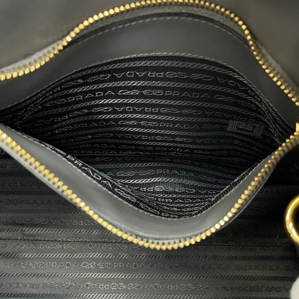 Prada Monochrome Tote Logo Saffiano Leather White Tag Gray Classic Sophisticatio — view 8