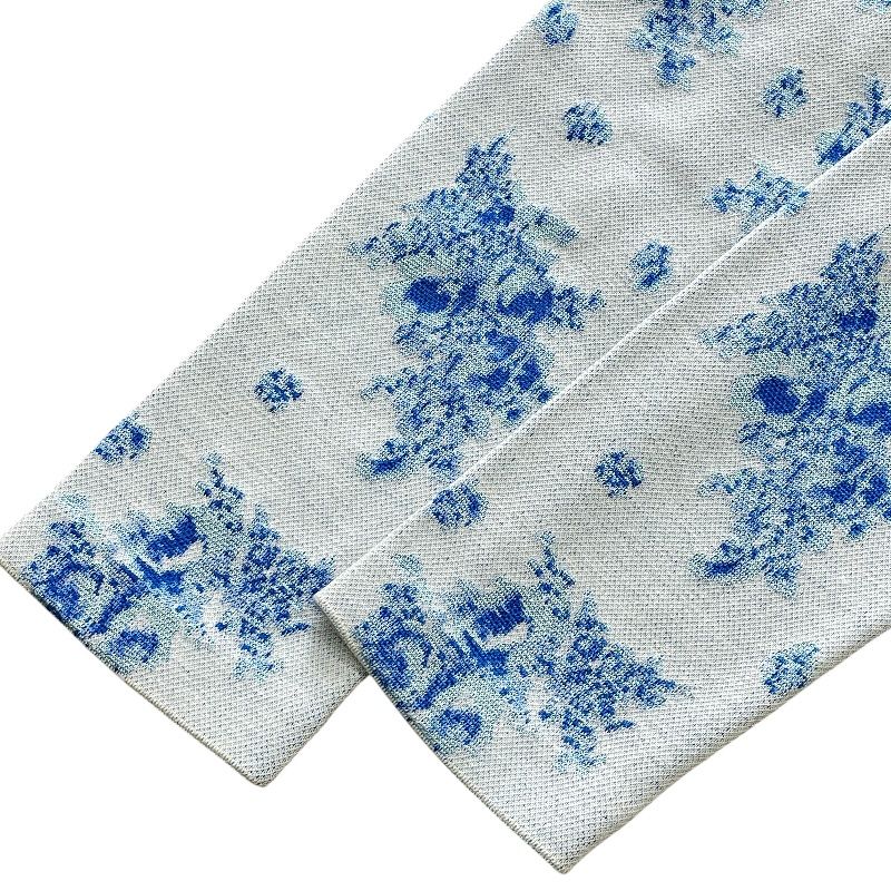 Dior Shirt Jacket Zip Up Toile de Jouy Style Flower Pattern Light Blue White — view 7