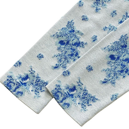 Dior Shirt Jacket Zip Up Toile de Jouy Style Flower Pattern Light Blue White — view 7