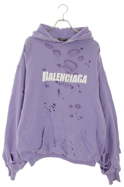 Balenciaga Destroyed Logo Midi Amfleece Hoodie XS