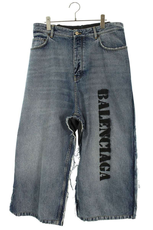 Balenciaga Sweatshirt Contrast Logo Print Denim Pants