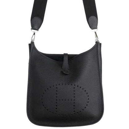 Hermes Evelyne 3 PM Black Taurillon Clemence Shoulder Bag