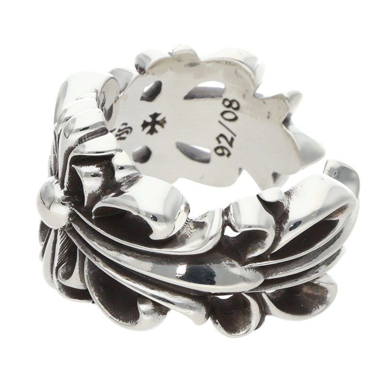 Chrome Hearts Dbl Flrl Crs Double Floral Cross Silver Ring — view 5