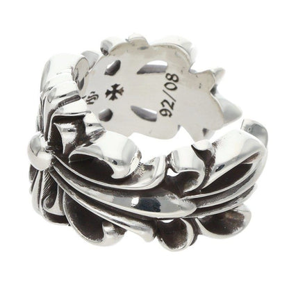 Chrome Hearts Dbl Flrl Crs Double Floral Cross Silver Ring — view 5