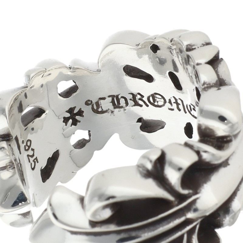 Chrome Hearts Dbl Flrl Crs Double Floral Cross Silver Ring — view 3