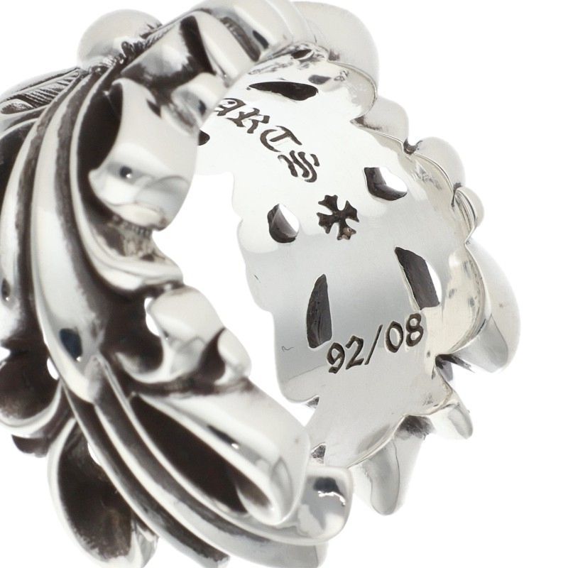 Chrome Hearts Dbl Flrl Crs Double Floral Cross Silver Ring — view 4
