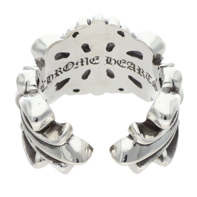 Chrome Hearts Dbl Flrl Crs Double Floral Cross Silver Ring — view 2