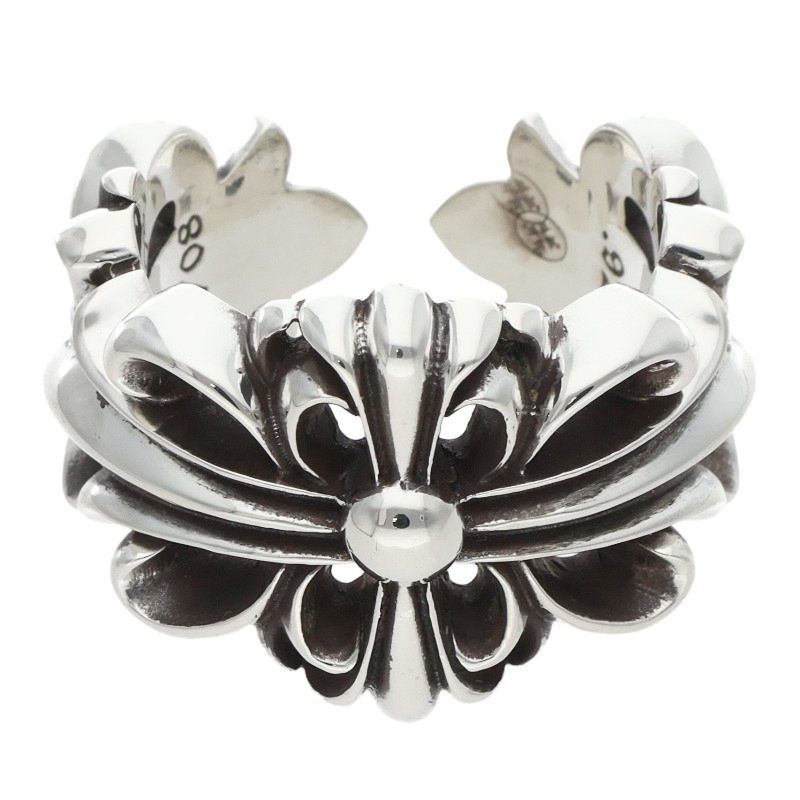 Chrome Hearts Dbl Flrl Crs Double Floral Cross Silver Ring