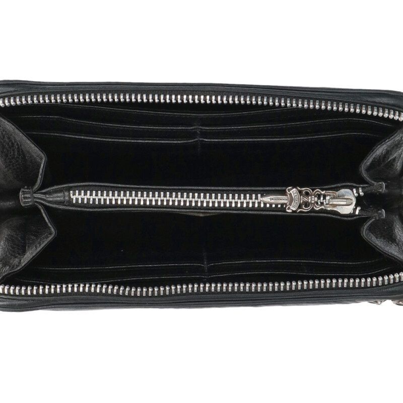 Chrome Hearts Rec Zip Zero Pyramid Stud Corner Round Zip Leather Wallet — view 3