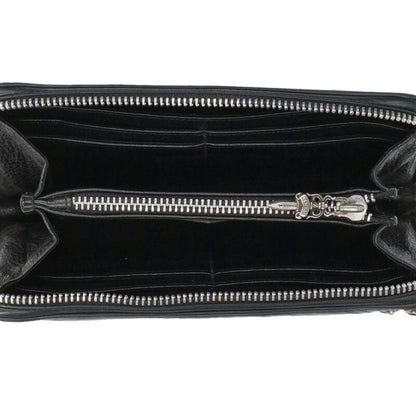 Chrome Hearts Rec Zip Zero Pyramid Stud Corner Round Zip Leather Wallet — view 3