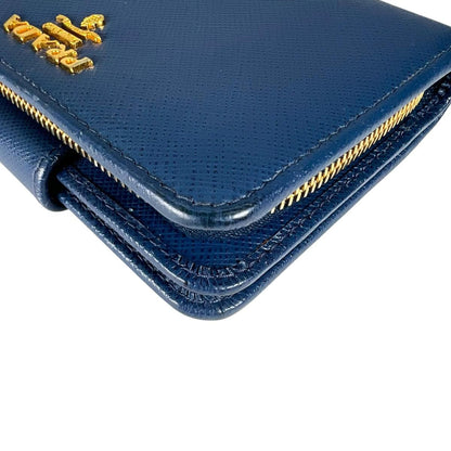 Prada Zip Around Bifold Wallet Saffiano Blue — view 6