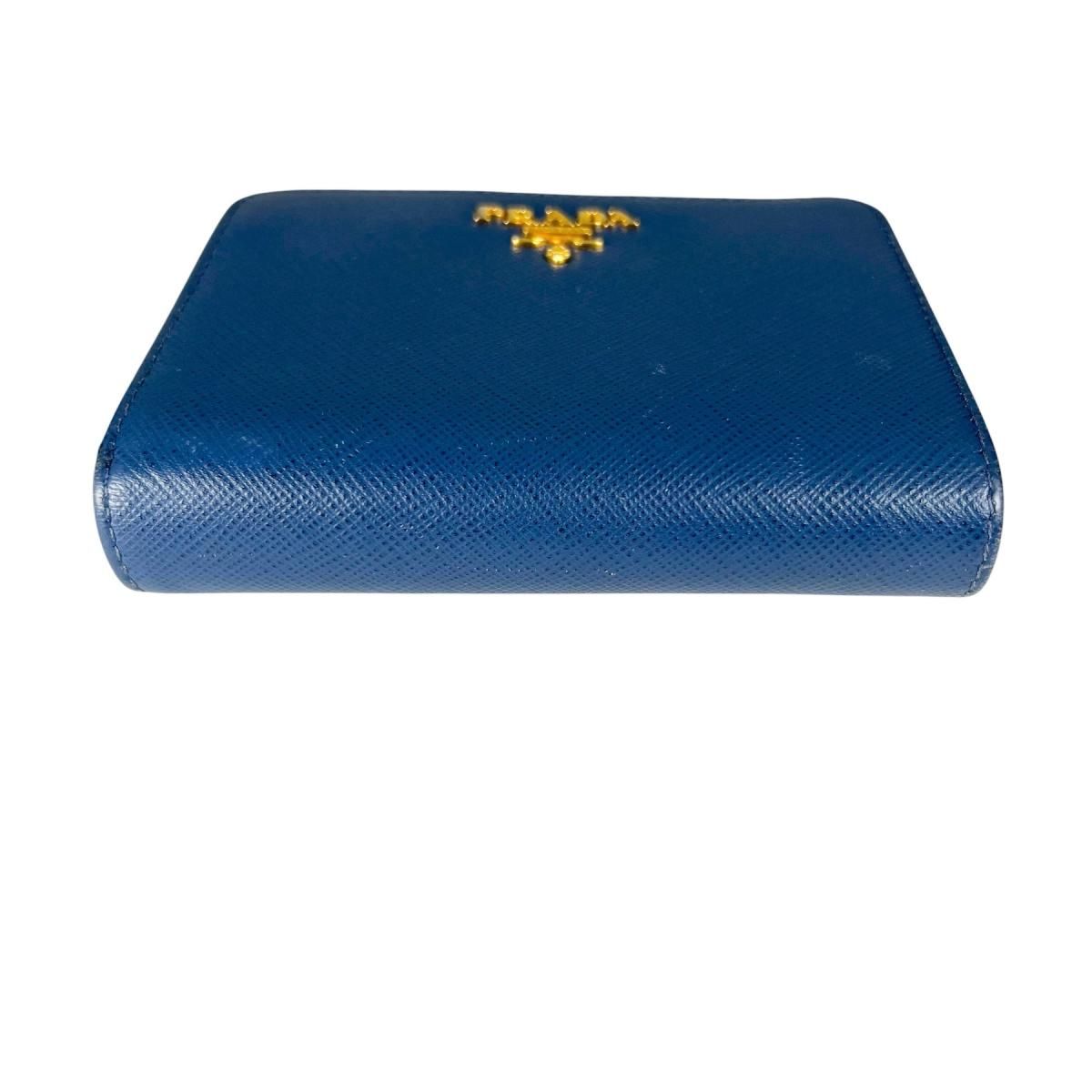 Prada Zip Around Bifold Wallet Saffiano Blue — view 5