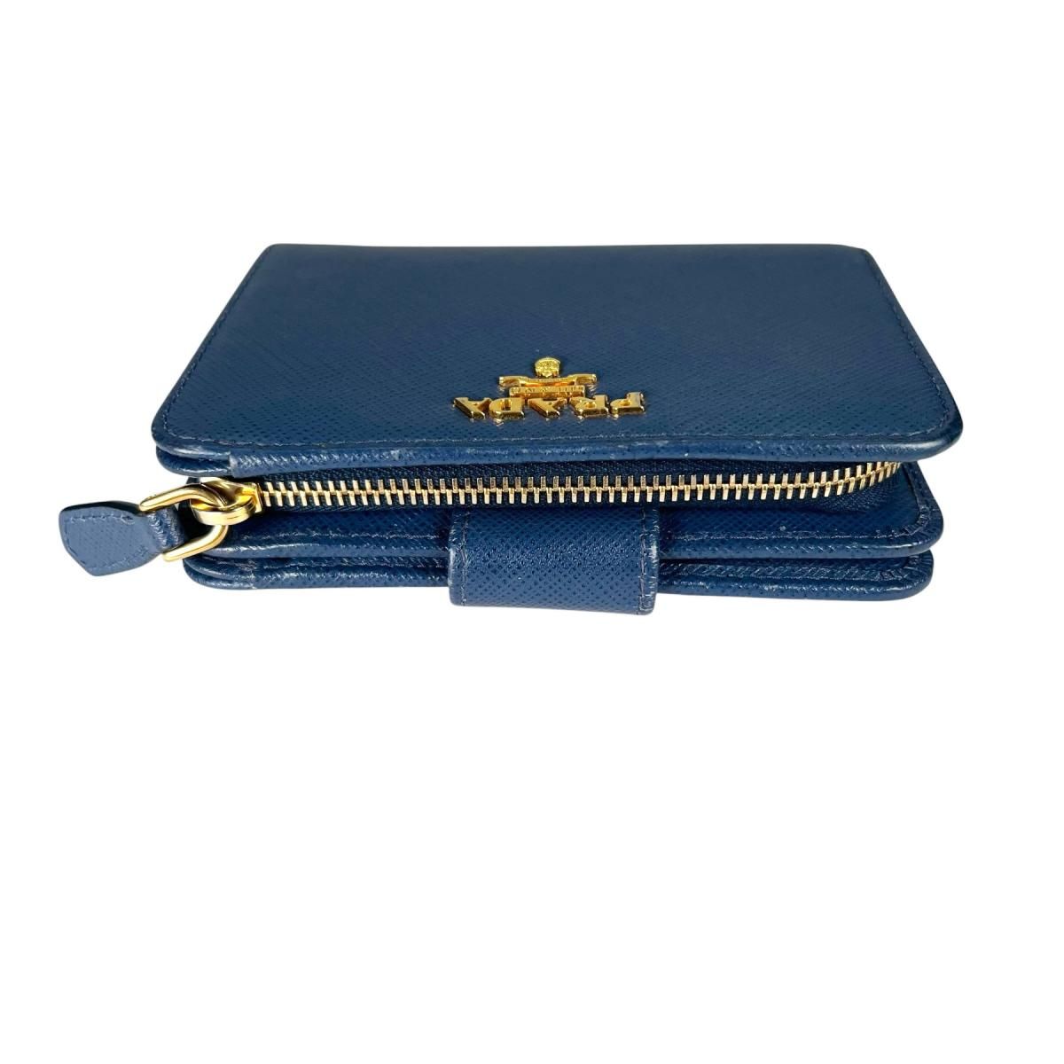 Prada Zip Around Bifold Wallet Saffiano Blue — view 4