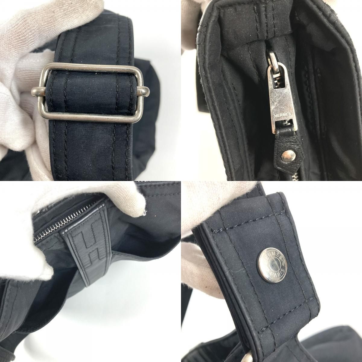 Hermes Shoulder Bag Acapulco Bandouliere PM Nylon Black — view 9