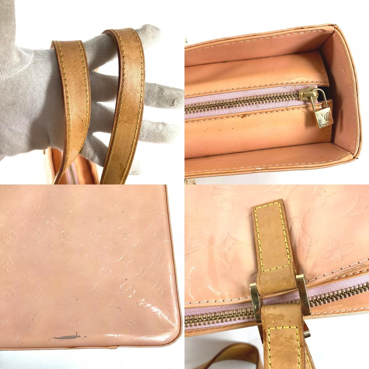 Louis Vuitton Shoulder Bag Columbus Monogram Vernis Canvas Baby Pink — view 9