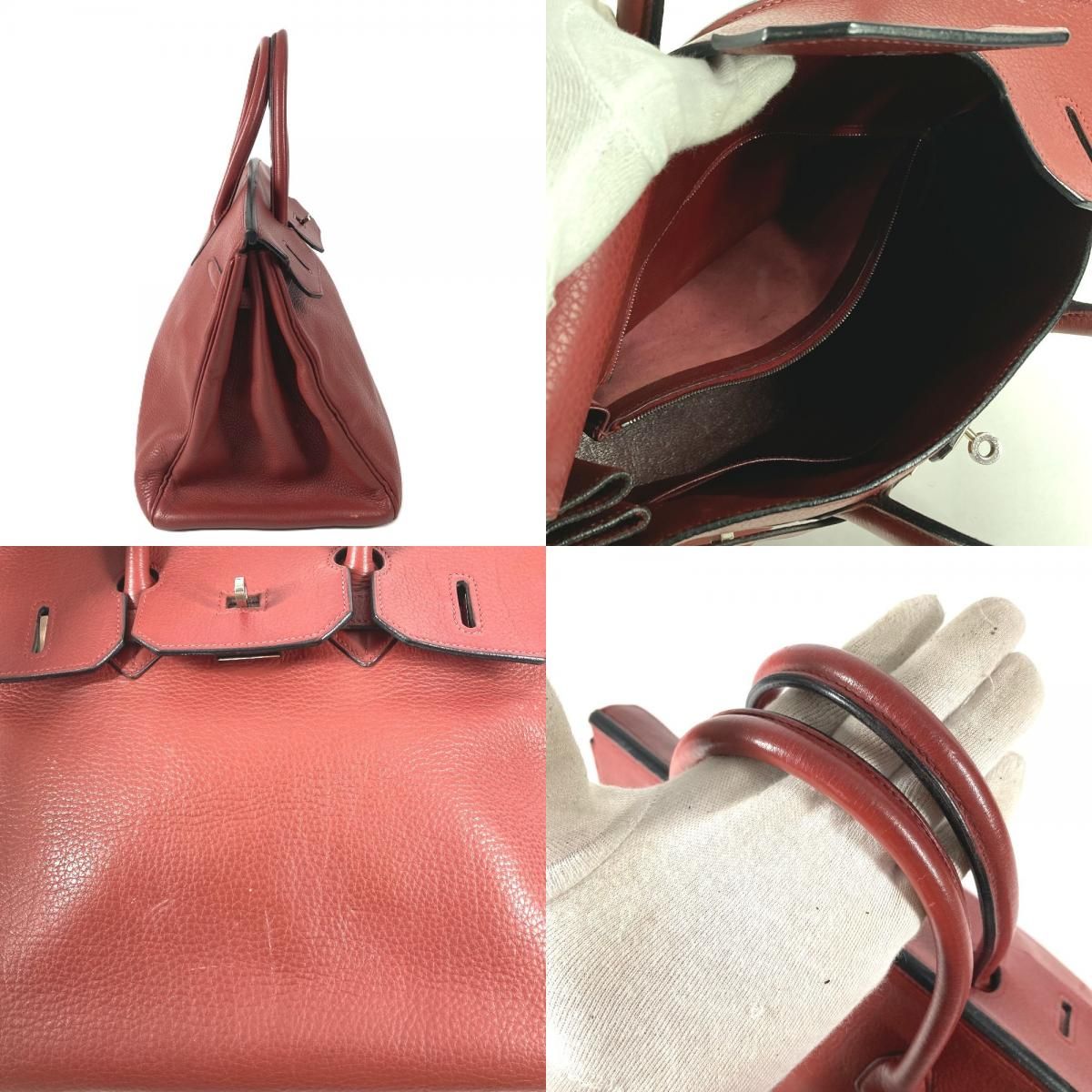 Hermes Handbag Birkin 35 Ardennes Rouge Ash Estimated Wine Red — view 9