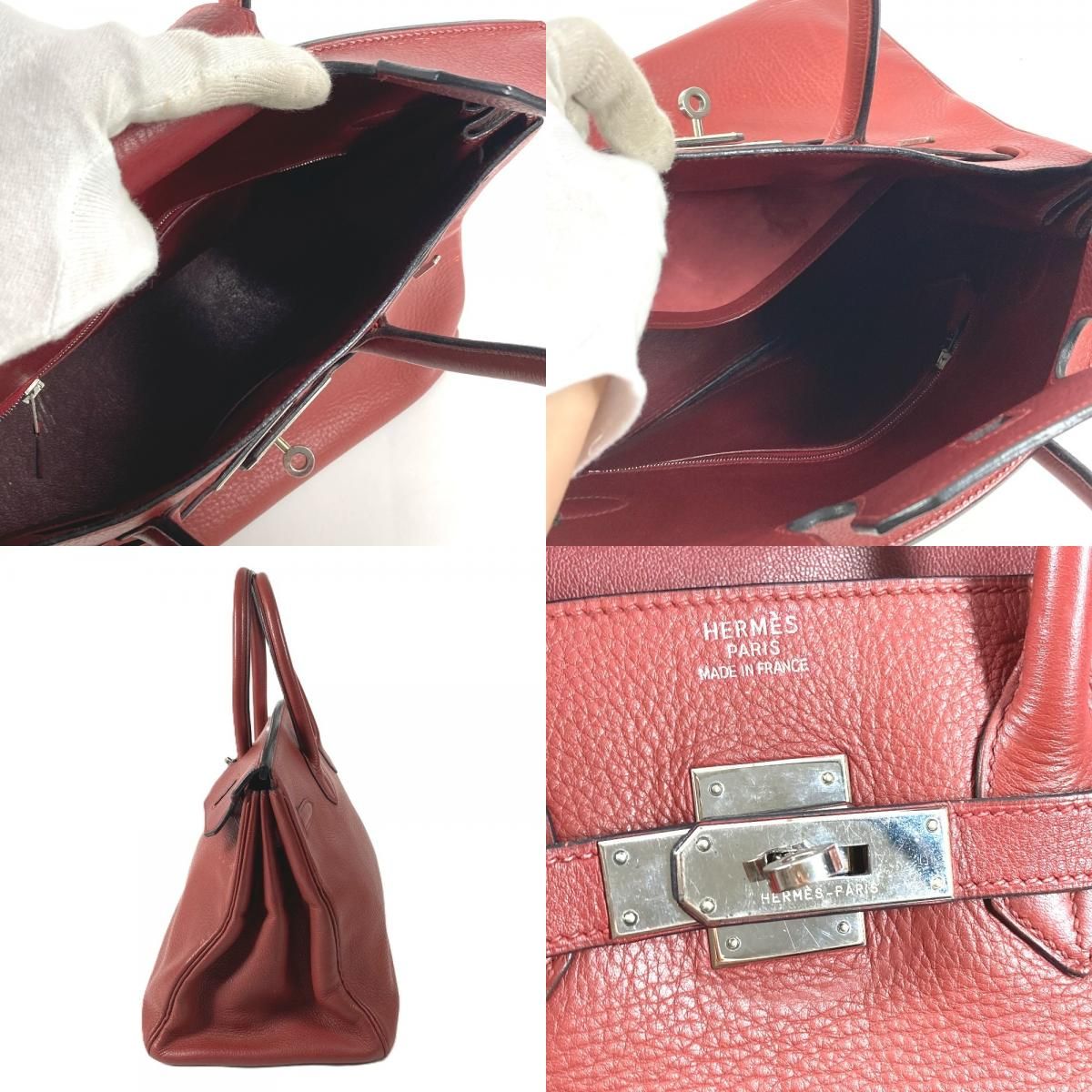 Hermes Handbag Birkin 35 Ardennes Rouge Ash Estimated Wine Red — view 8