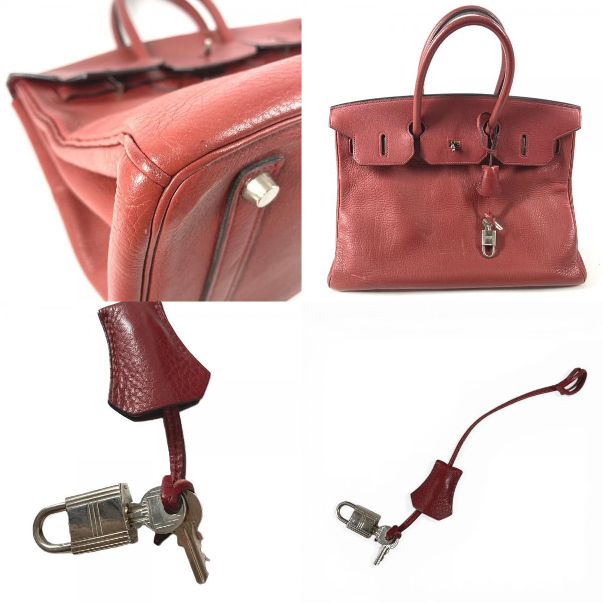 Hermes Handbag Birkin 35 Ardennes Rouge Ash Estimated Wine Red — view 7