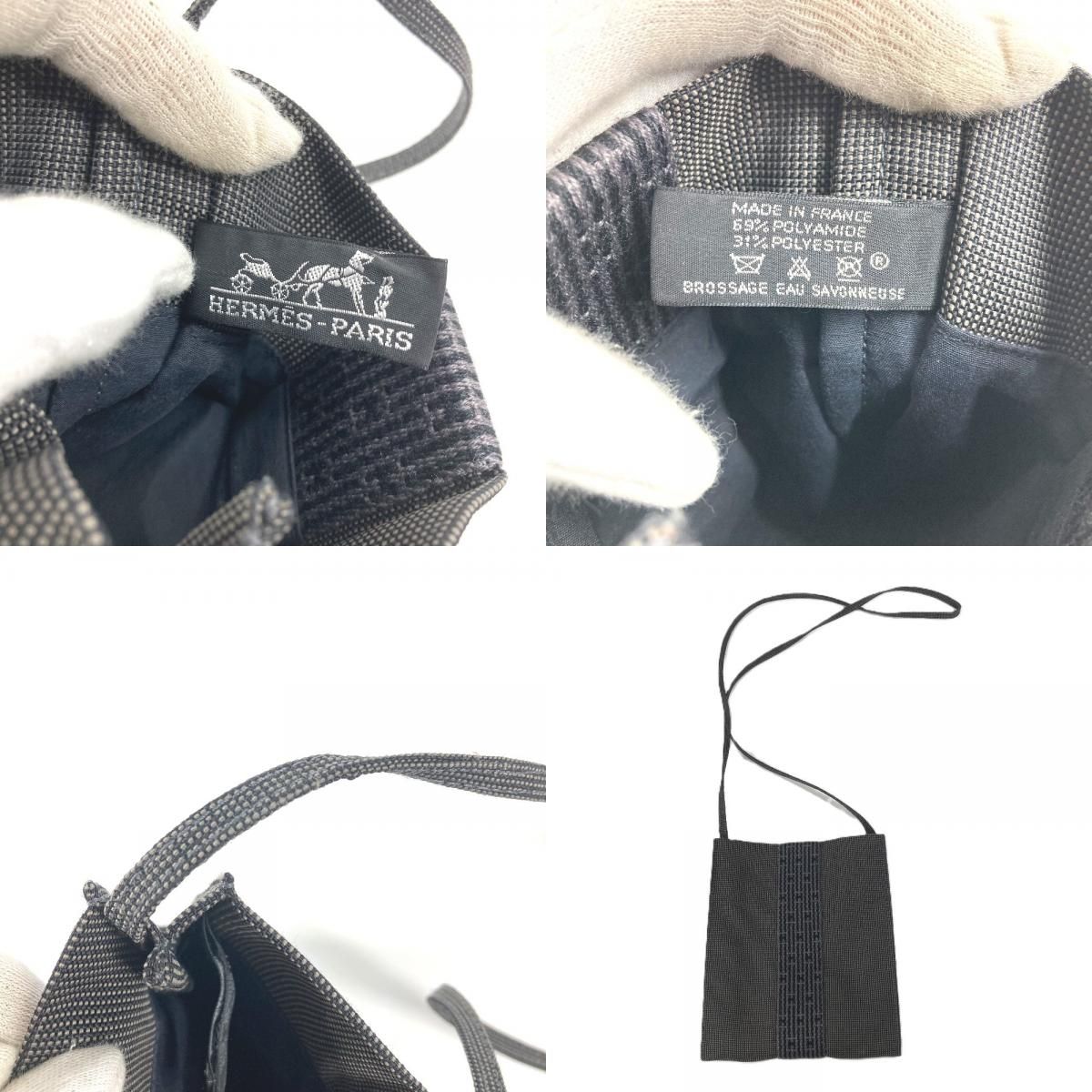Hermes Shoulder Bag Pochette Canvas Gray — view 9