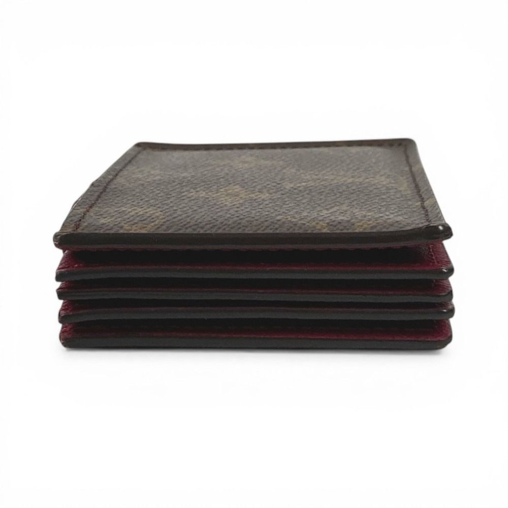 Louis Vuitton Card Case Holder Monogram Canvas Fuchsia Brown — view 4