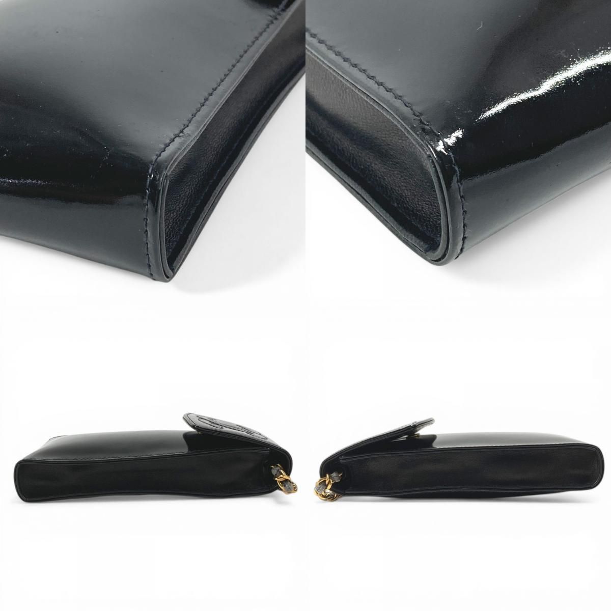 Chanel Shoulder Bag CC Logo Mobile Pouch Enamel Black — view 8
