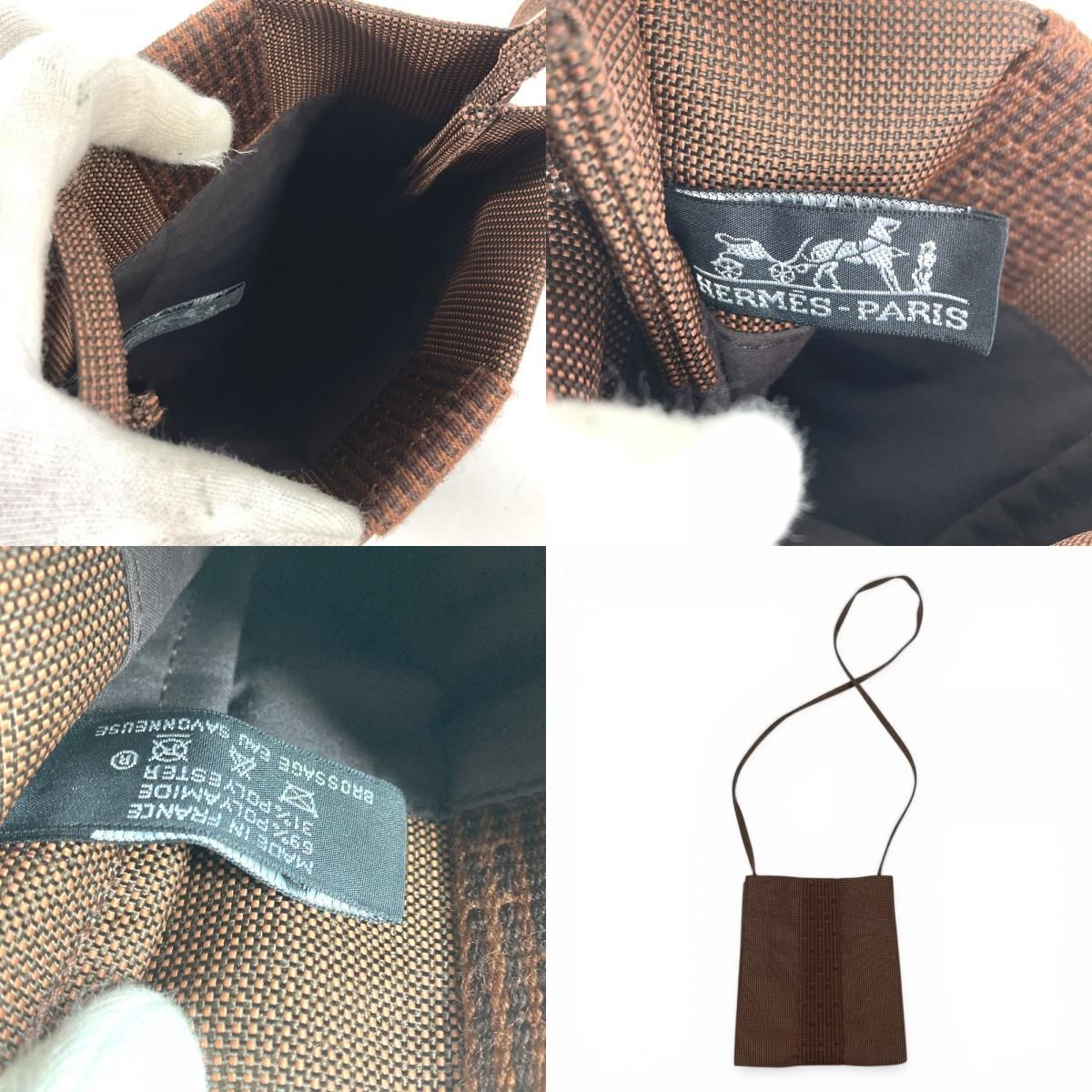 Hermes Shoulder Bag Pochette Canvas Brown — view 8