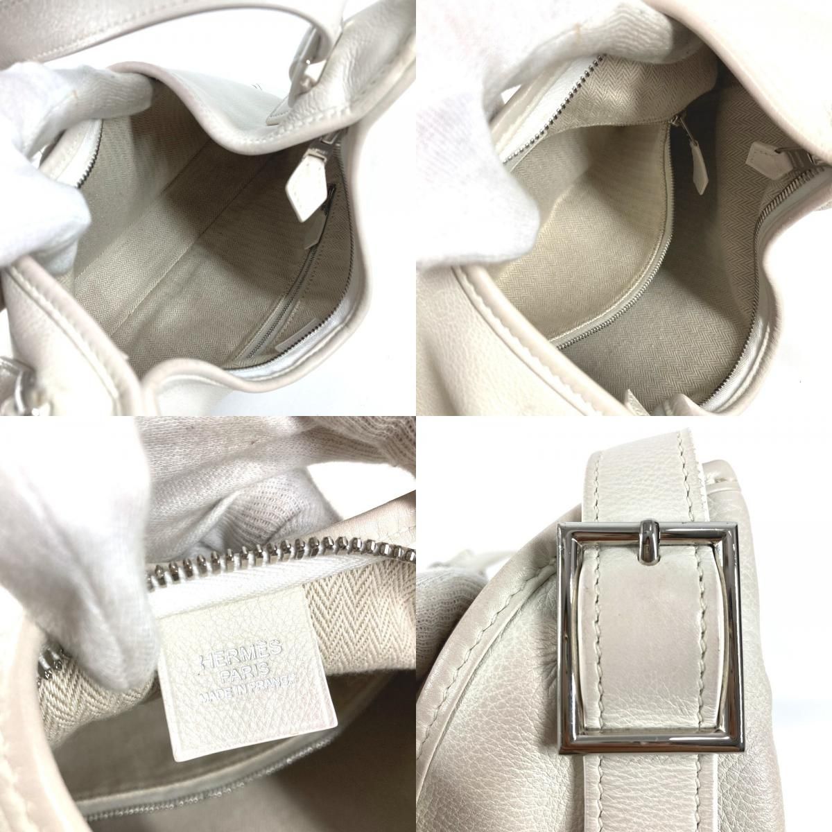 Hermes Shoulder Bag Masai PM Leather White — view 8