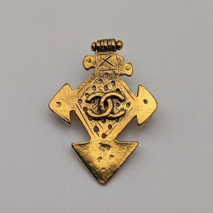 Chanel Brooch CC Logo Gold Cross Vintage — view 2