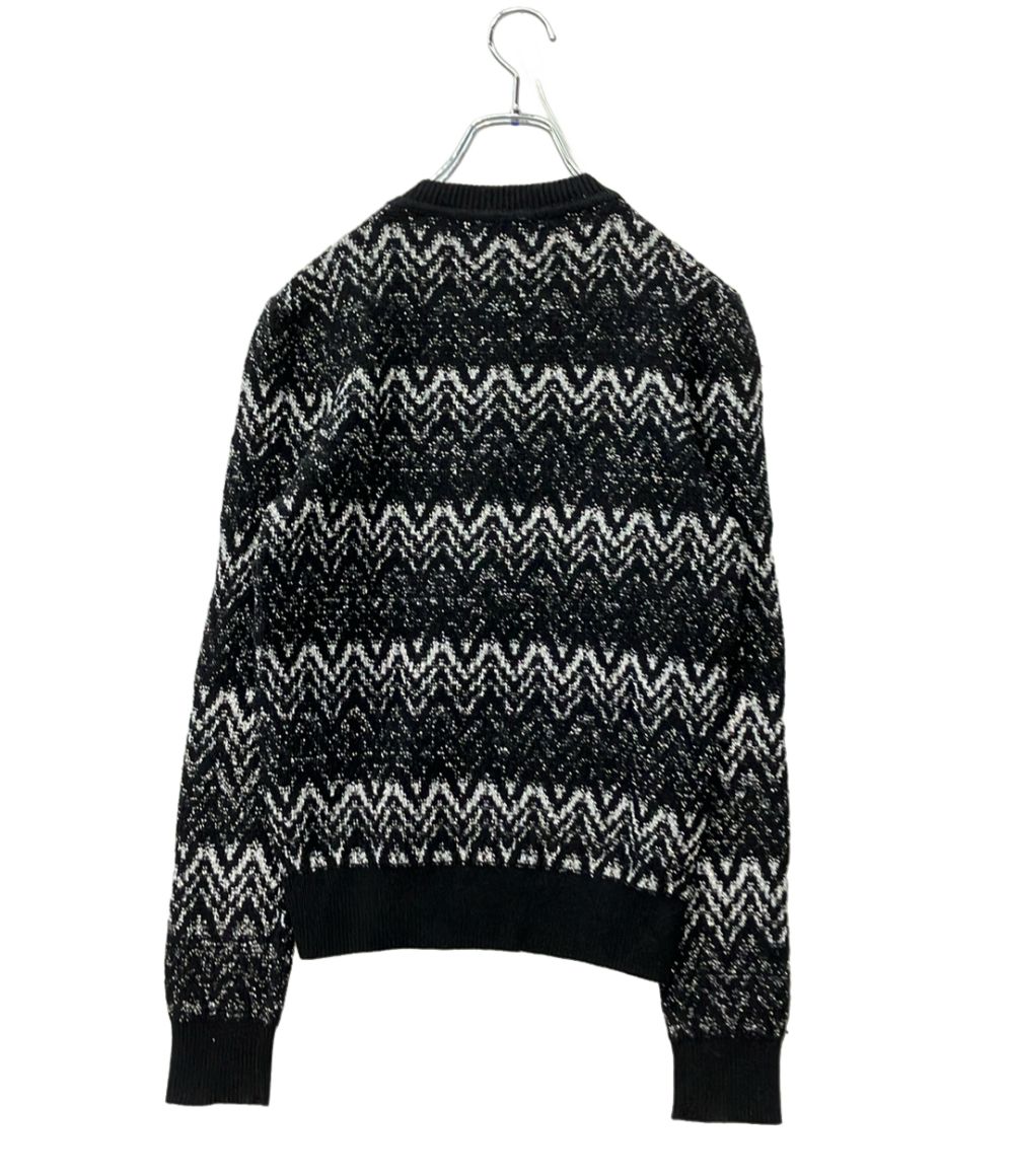 Saint Laurent Long Sleeve Knit Glossy Zigzag Sweater — view 2