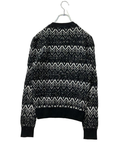 Saint Laurent Long Sleeve Knit Glossy Zigzag Sweater — view 2