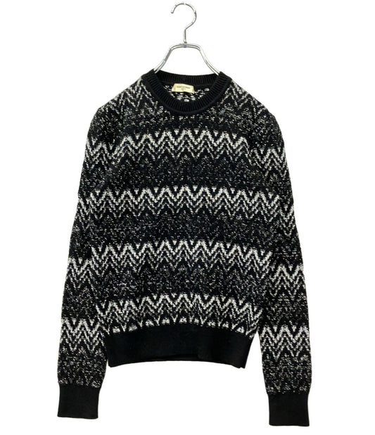 Saint Laurent Long Sleeve Knit Glossy Zigzag Sweater