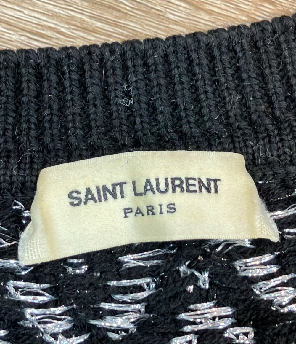 Saint Laurent Long Sleeve Knit Glossy Zigzag Sweater — view 3