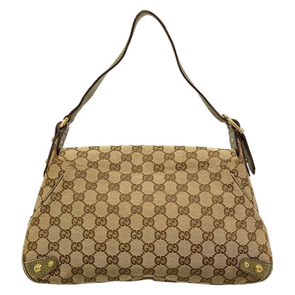 Gucci Handbag GG Pattern Horsebit Dark Brown Beige Gold Leather — view 3