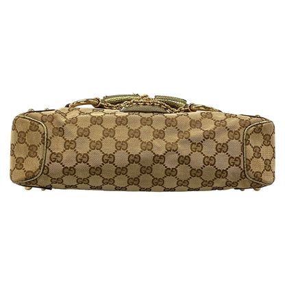Gucci Handbag GG Pattern Horsebit Dark Brown Beige Gold Leather — view 5