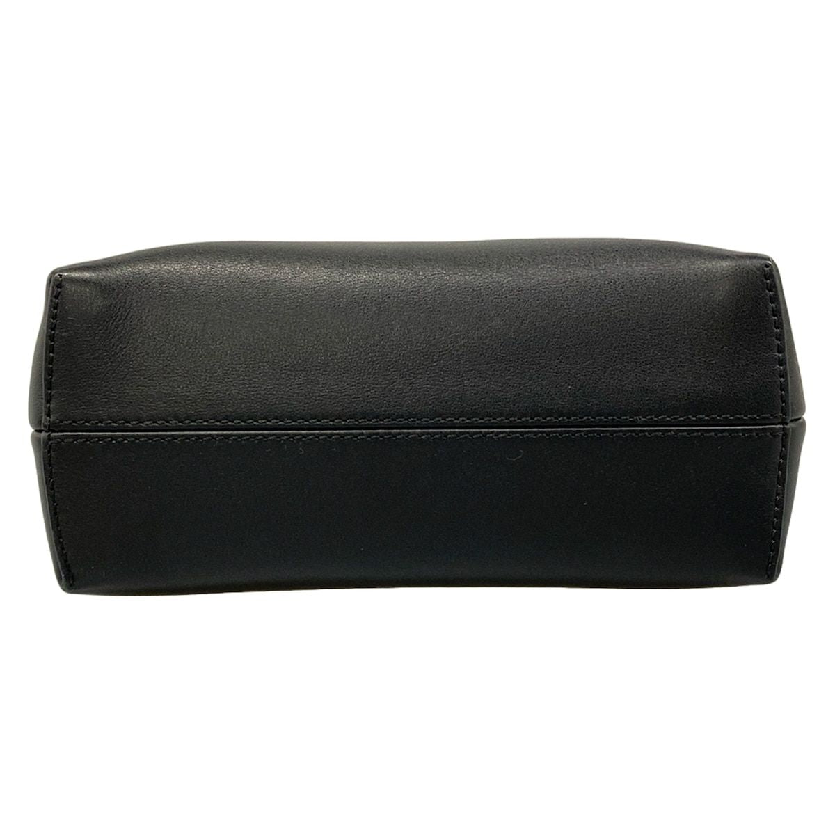 Fendi Handbag Mini Visible Black Dark Brown FF Logo Embossed Leather — view 5