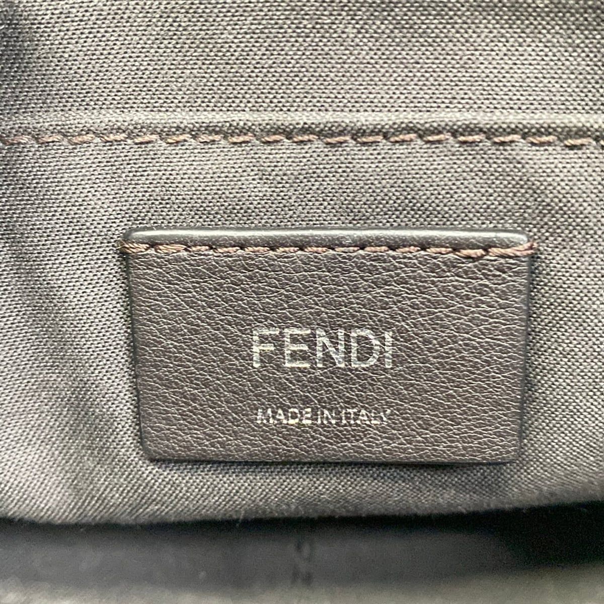 Fendi Handbag Mini Visible Black Dark Brown FF Logo Embossed Leather — view 9