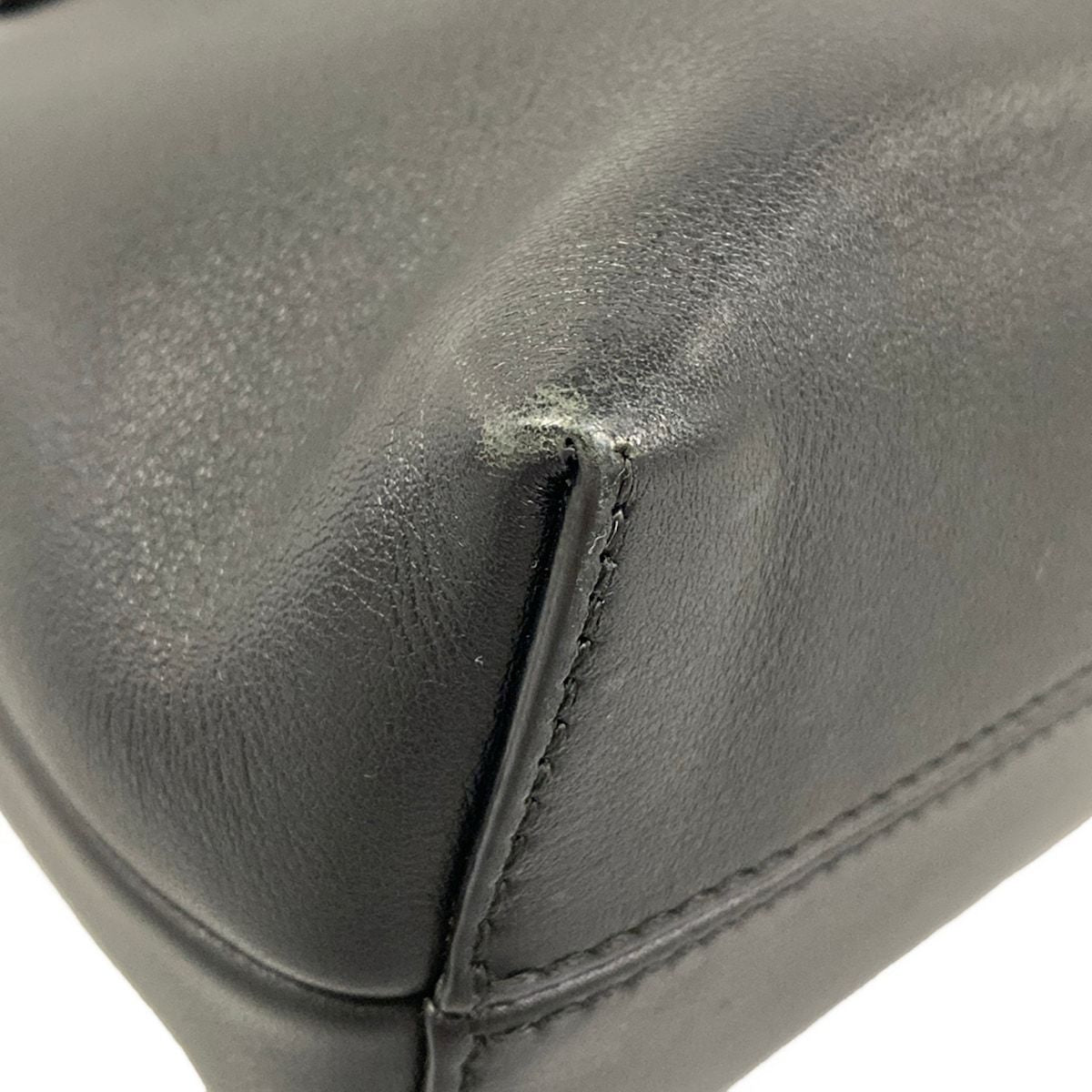 Fendi Handbag Mini Visible Black Dark Brown FF Logo Embossed Leather — view 6