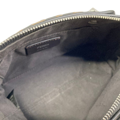 Fendi Handbag Mini Visible Black Dark Brown FF Logo Embossed Leather — view 7
