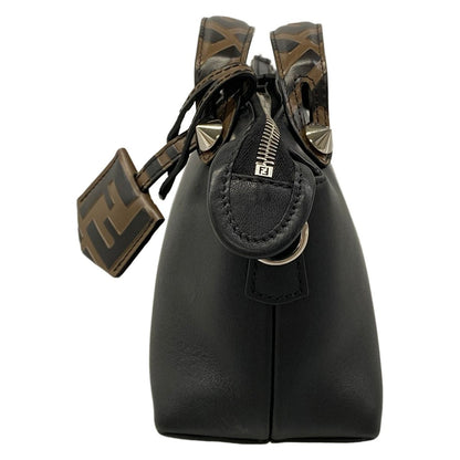 Fendi Handbag Mini Visible Black Dark Brown FF Logo Embossed Leather — view 4