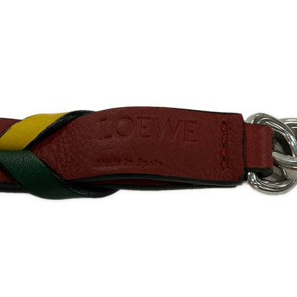 Loewe Shoulder Strap Braided Thin Dark Brown Green Yellow Leather — view 3