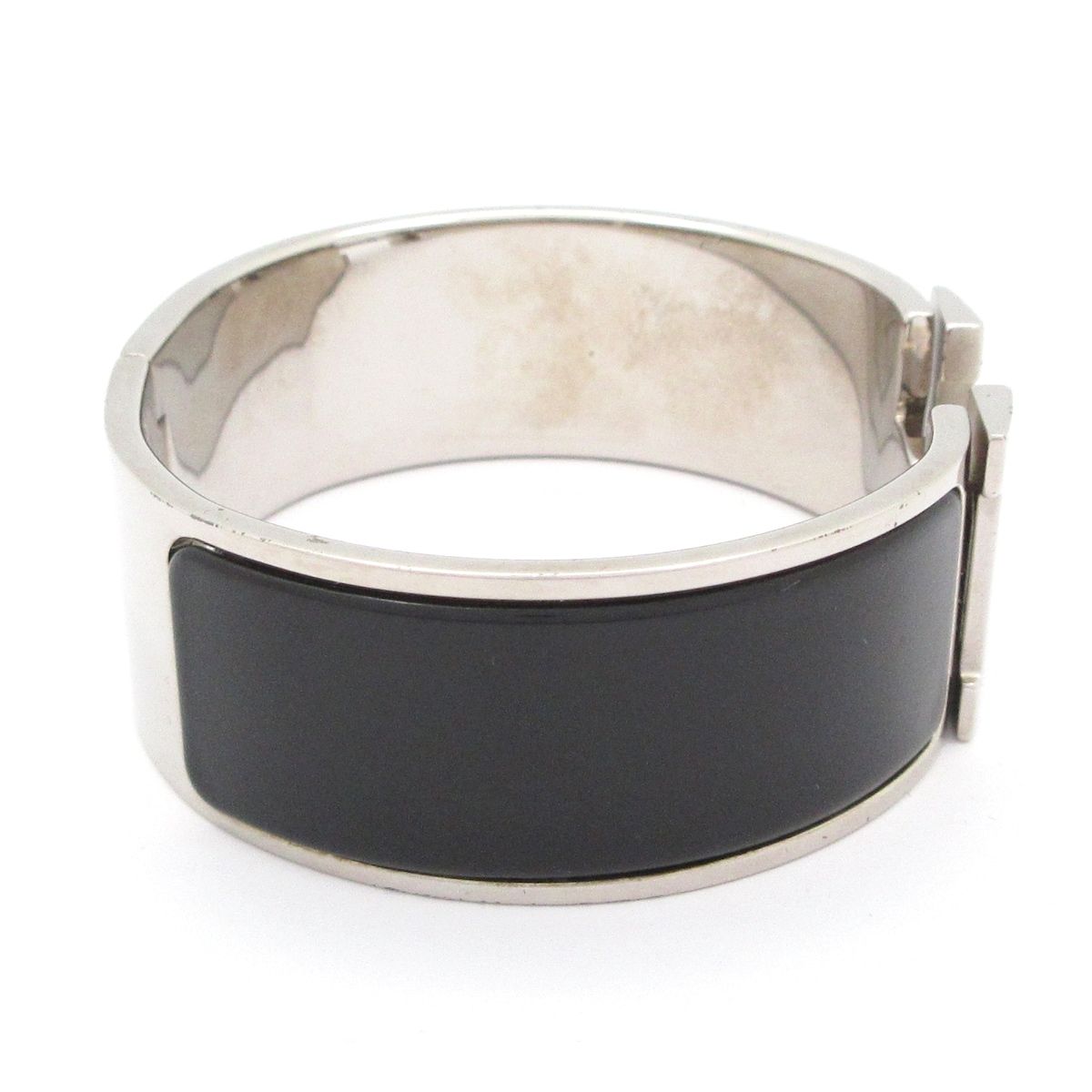 Hermes Bangle Clic Clac Silver Black Bracelet — view 2