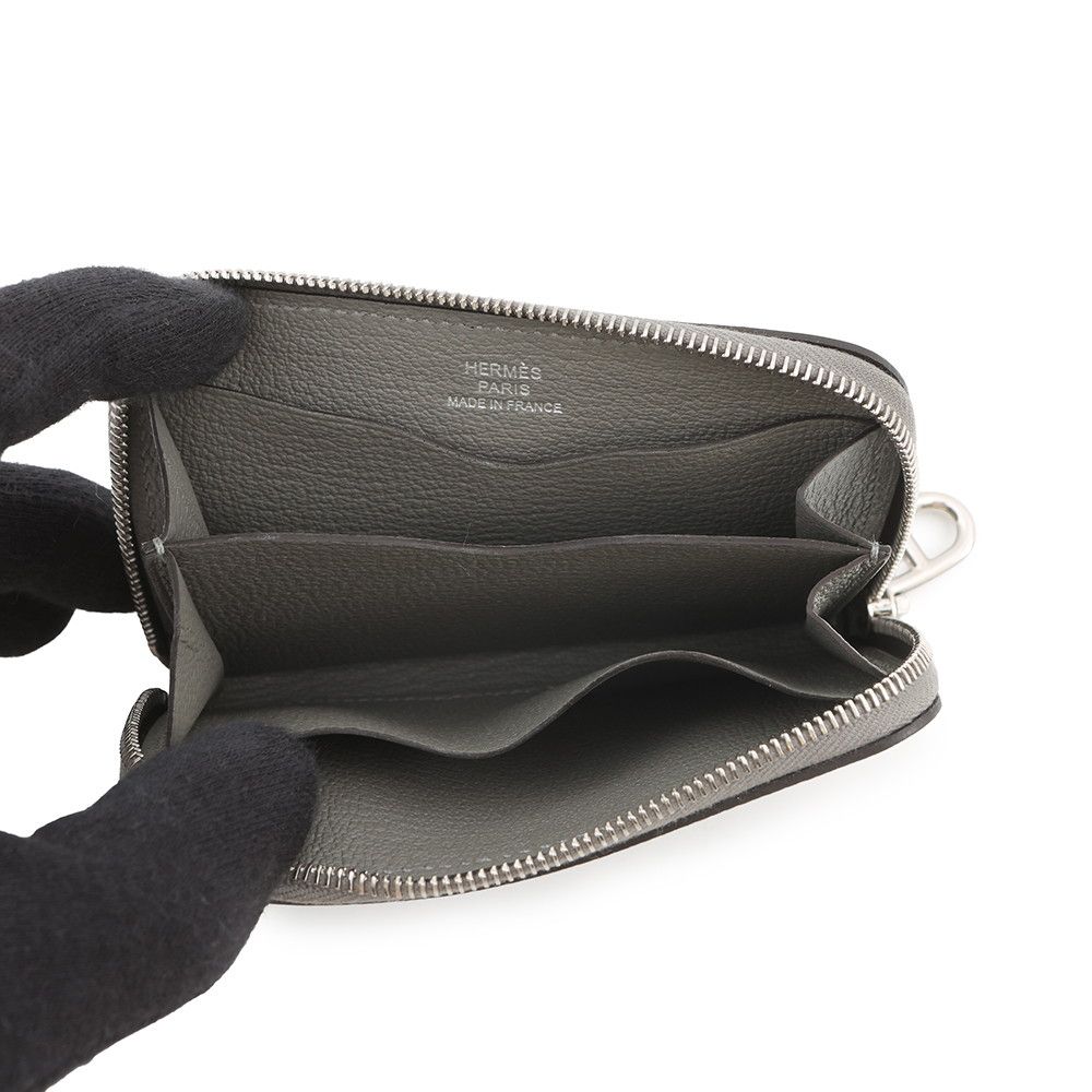 Hermes Card Case Zip Ungo Grimeia Silver Evercolor Era — view 4