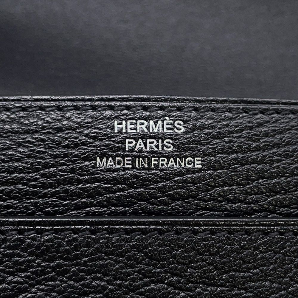 Hermes Coin Case Portfolio Compact Wallet Black Silver Chevre Misor — view 8