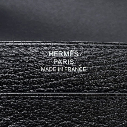 Hermes Coin Case Portfolio Compact Wallet Black Silver Chevre Misor — view 8