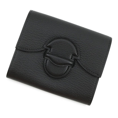 Hermes Coin Case Portfolio Compact Wallet Black Silver Chevre Misor