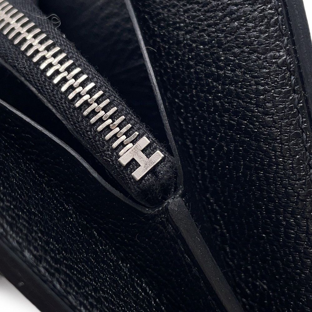 Hermes Coin Case Portfolio Compact Wallet Black Silver Chevre Misor — view 7