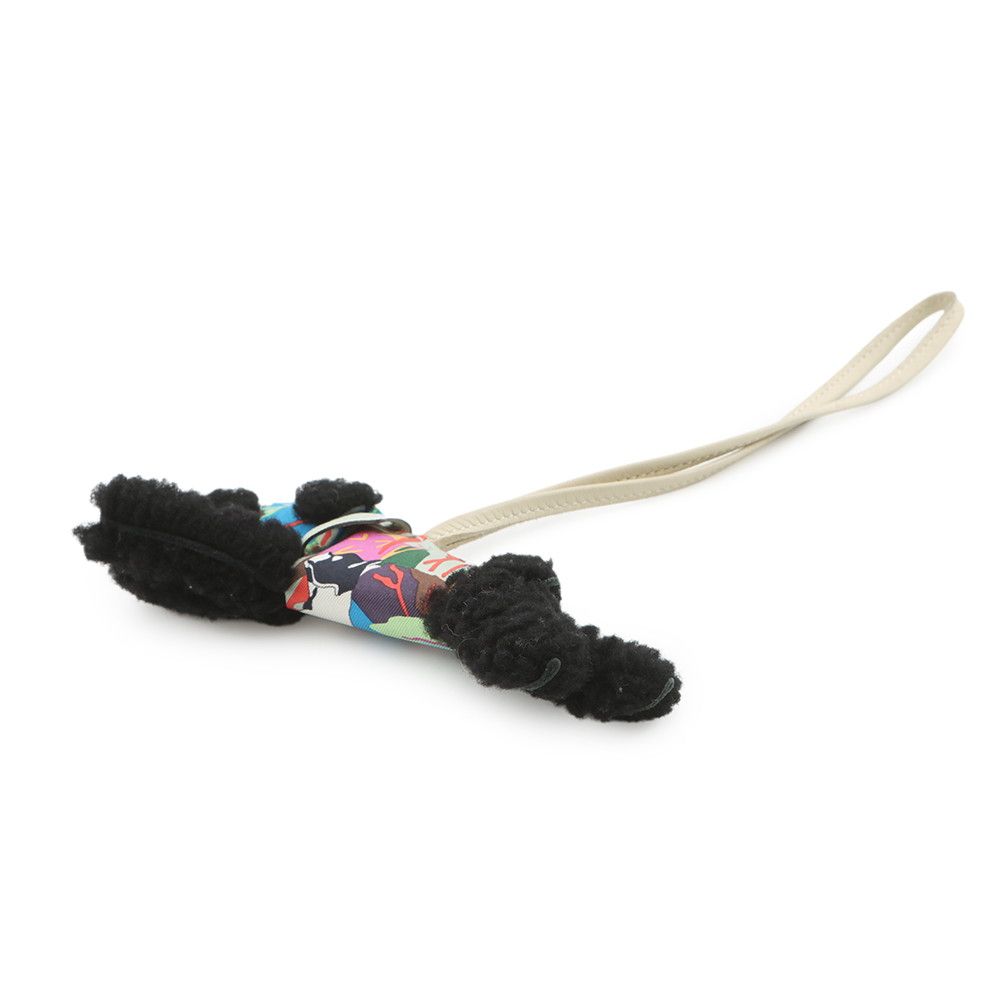 Hermes Bag Charm Buddy Aloha Black Cles Vert Fizz Lambskin Shearling — view 2